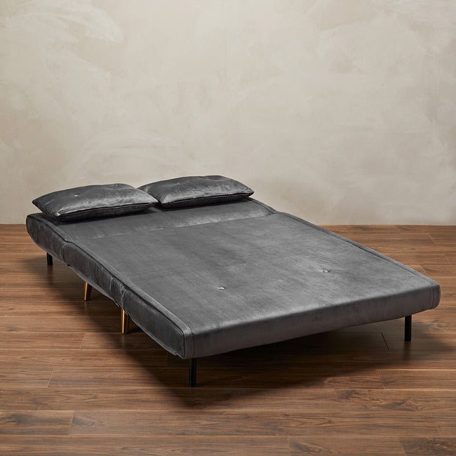 Pace Twin Click Clack Velvet Sofa Bed - Grey - Furniturezone