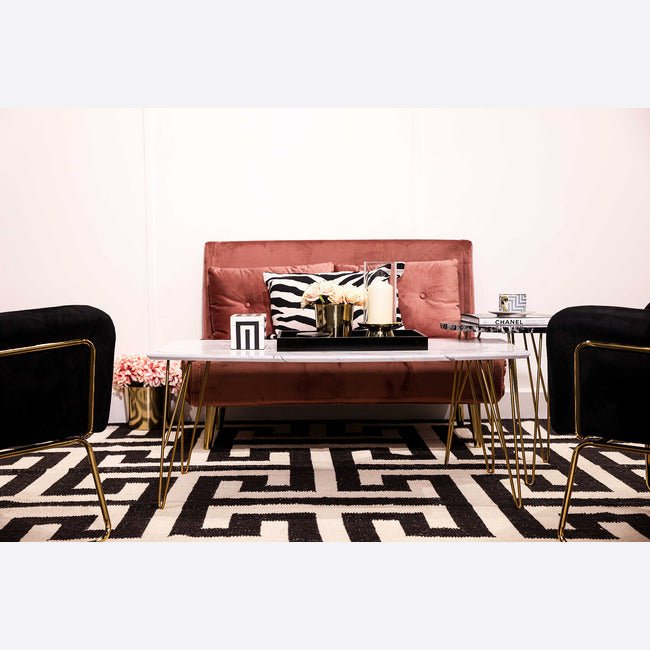 Pace Twin Click Clack Velvet Sofa Bed - Pink - Furniturezone