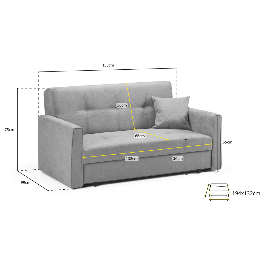 Perry 2 Seater Fabric Sofa Bed