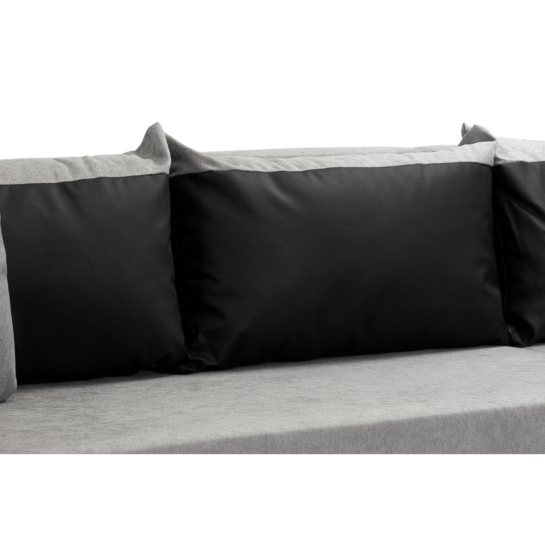 Pirlo Grey Fabric & Black PVC Universal Corner Sofa Bed - Furniturezone
