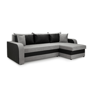 Pirlo Grey Fabric & Black PVC Universal Corner Sofa Bed - Furniturezone
