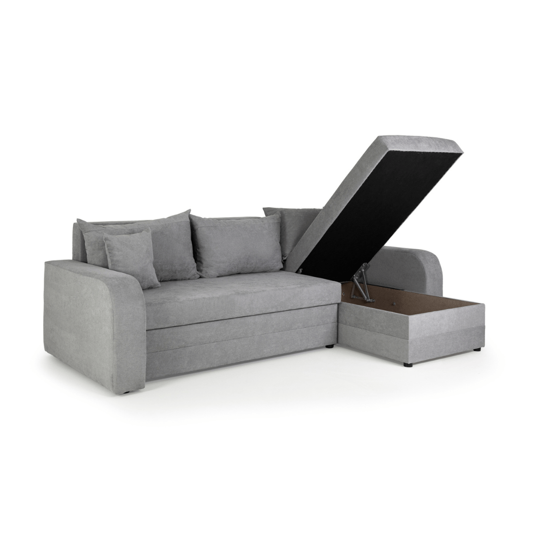 Pirlo Grey Fabric Universal Corner Sofa Bed - Furniturezone