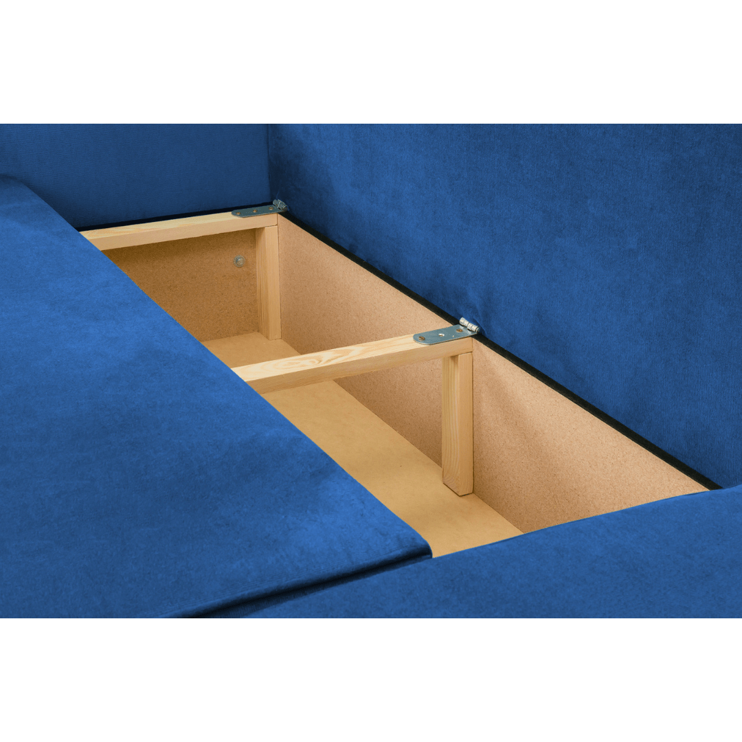 Pirlo Navy Blue Fabric Universal Corner Sofa Bed - Furniturezone