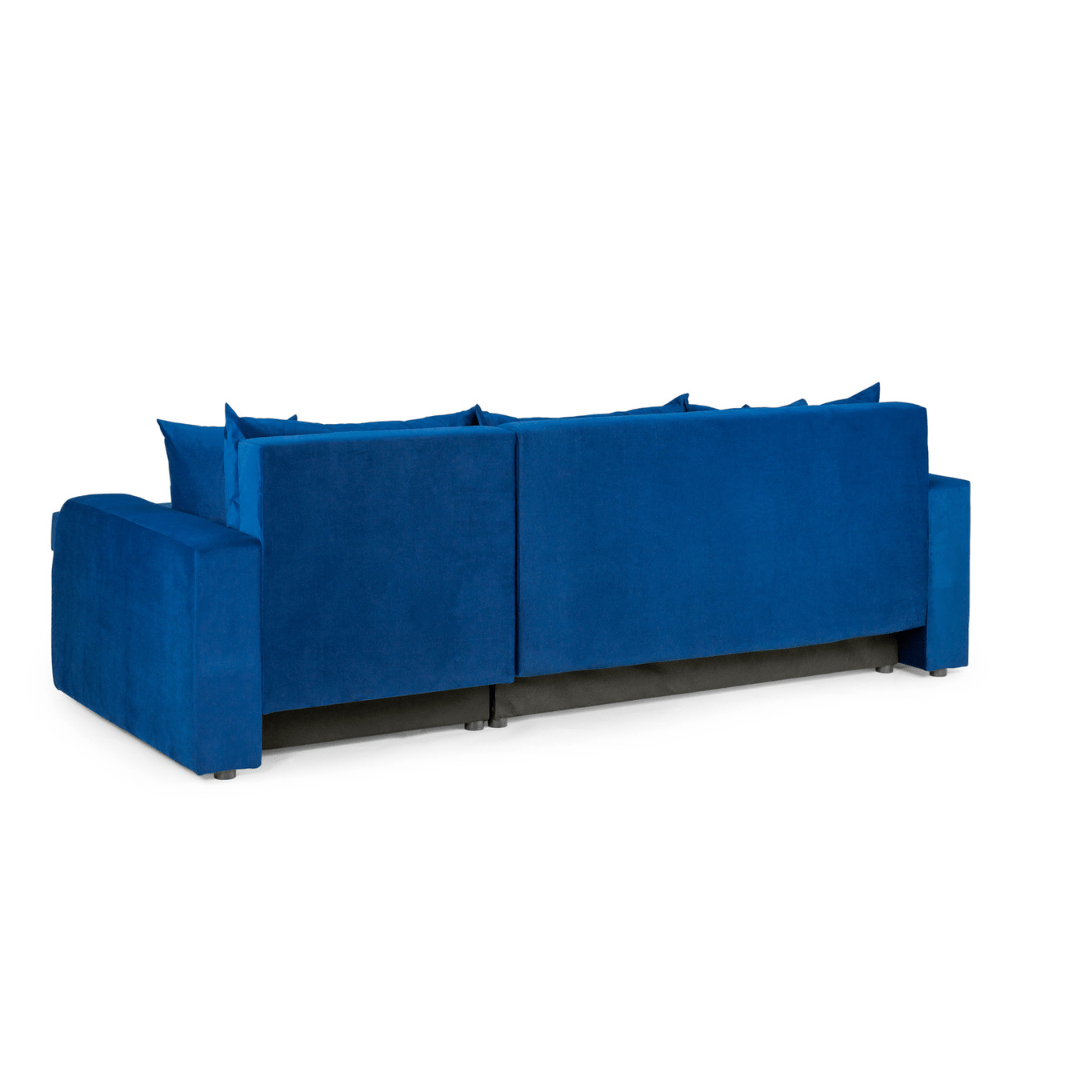 Pirlo Navy Blue Fabric Universal Corner Sofa Bed - Furniturezone