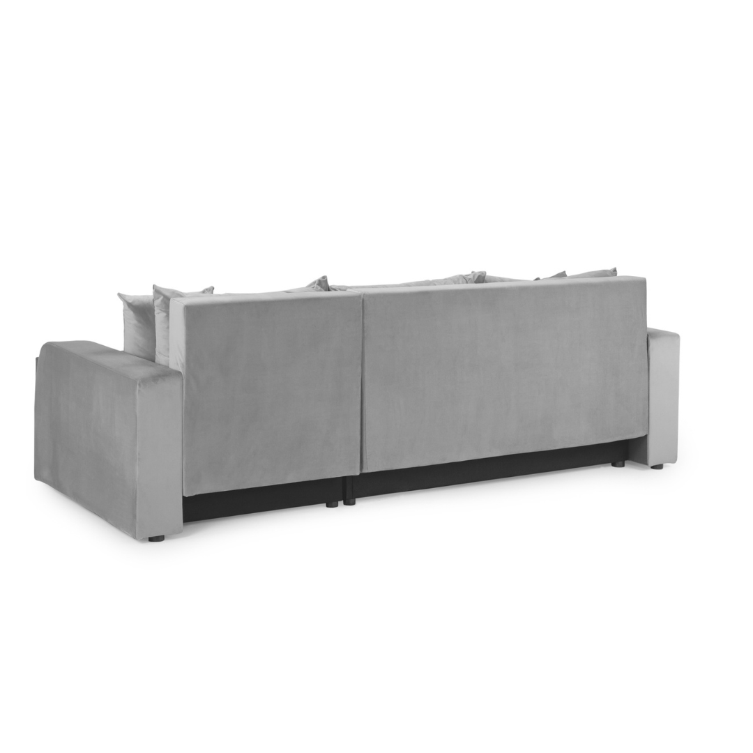 Pirlo Plush Velvet Grey Universal Corner Sofa Bed - Furniturezone