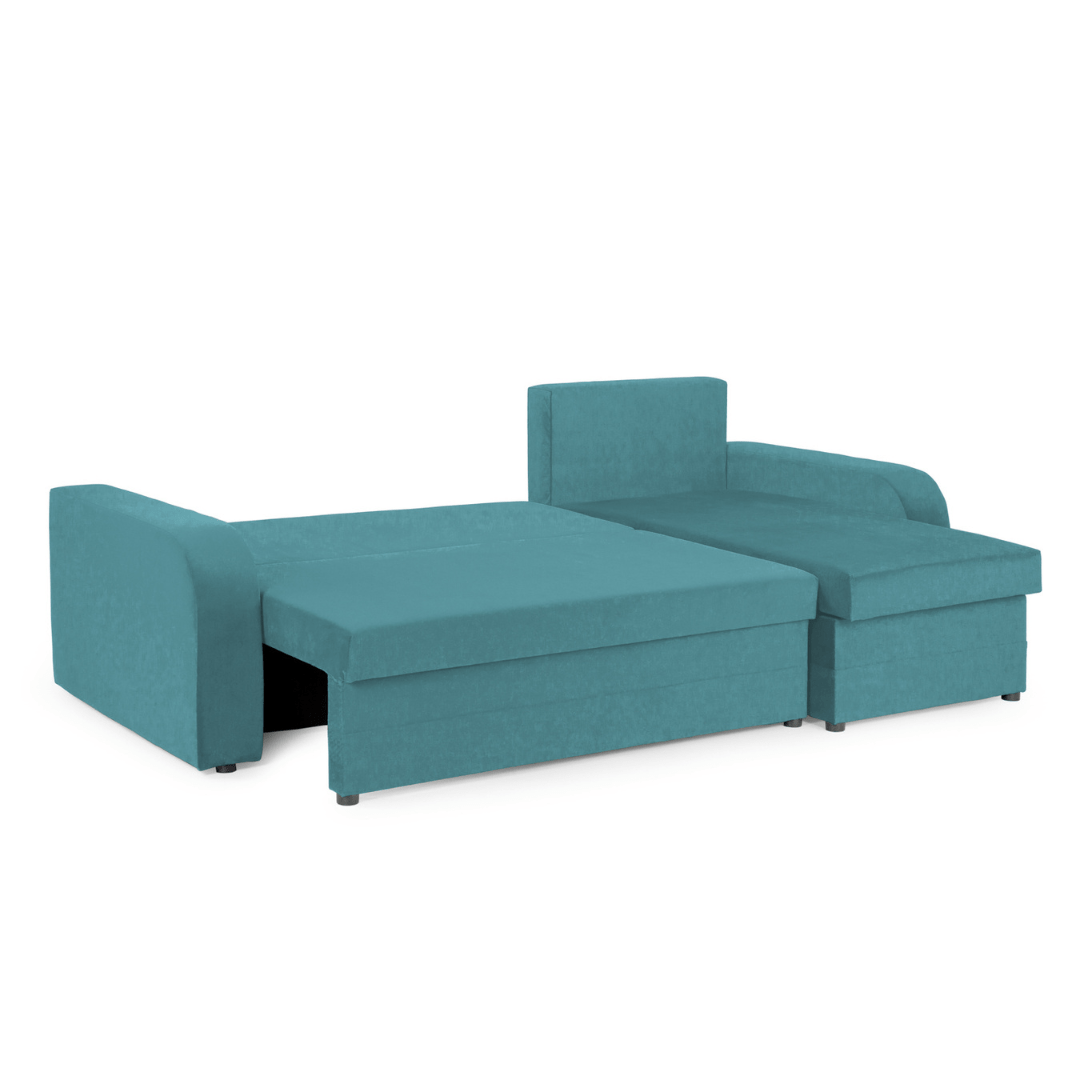 Pirlo Teal Fabric Universal Corner Sofa Bed - Furniturezone