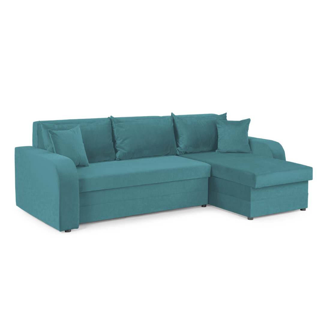 Pirlo Teal Fabric Universal Corner Sofa Bed - Furniturezone