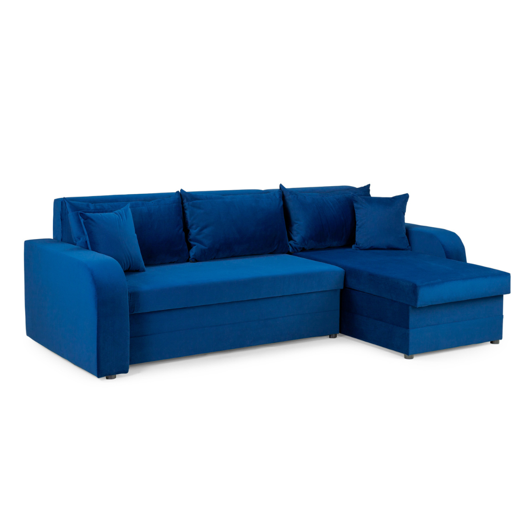 Pirlo Navy Blue Fabric Universal Corner Sofa Bed