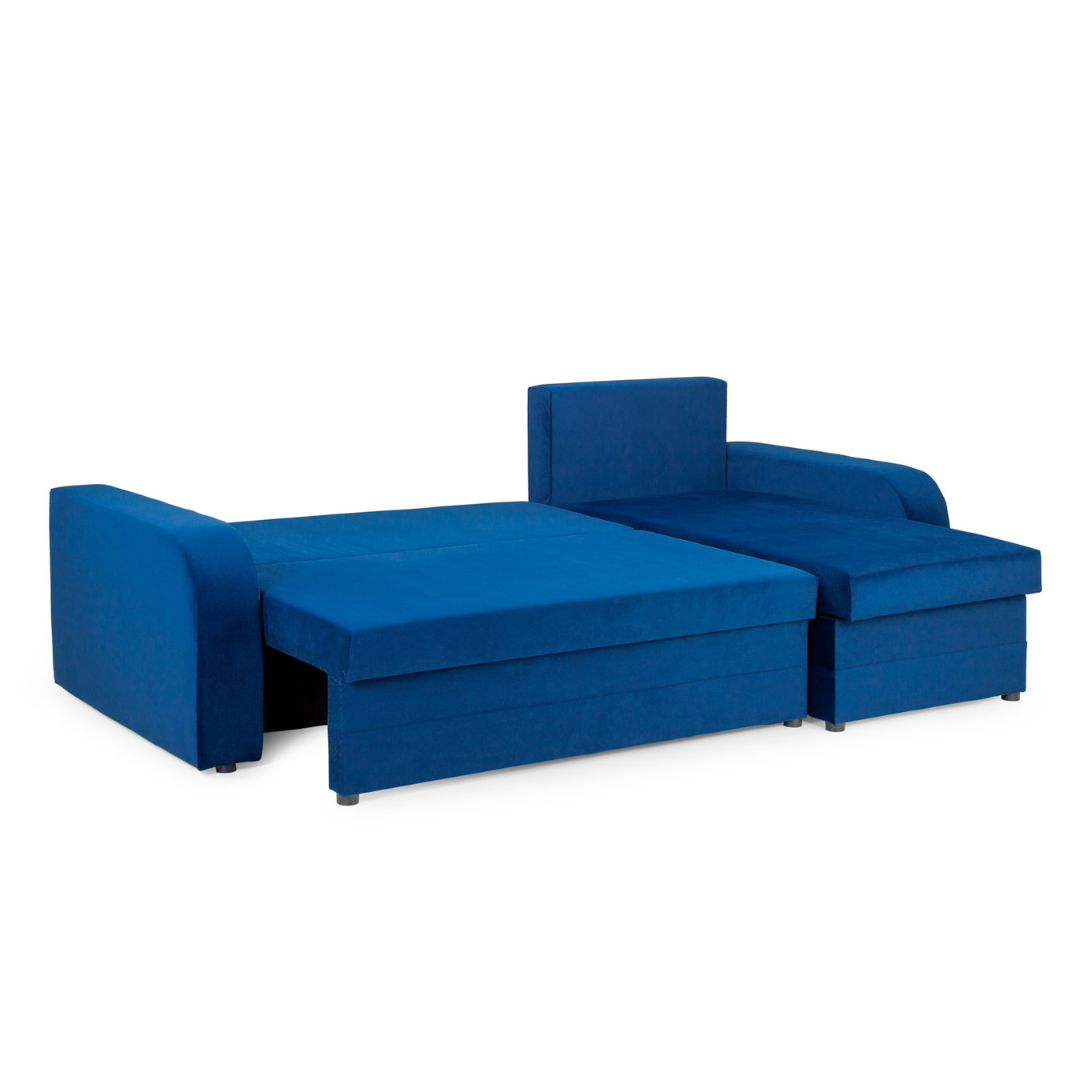 Pirlo Navy Blue Fabric Universal Corner Sofa Bed