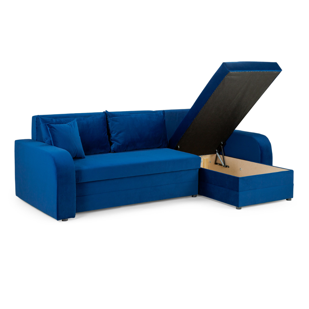 Pirlo Navy Blue Fabric Universal Corner Sofa Bed