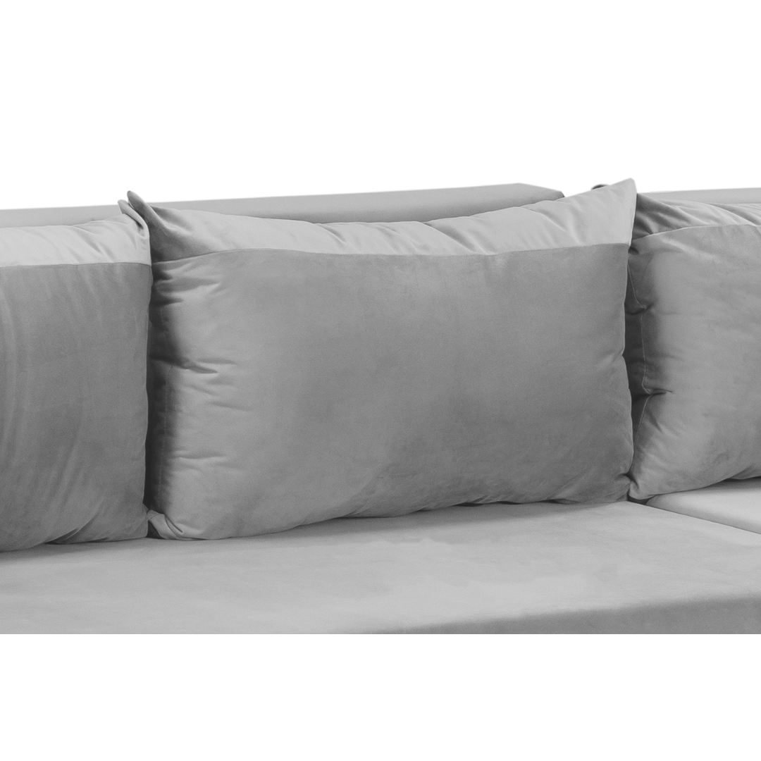 Pirlo Plush Velvet Grey Universal Corner Sofa Bed