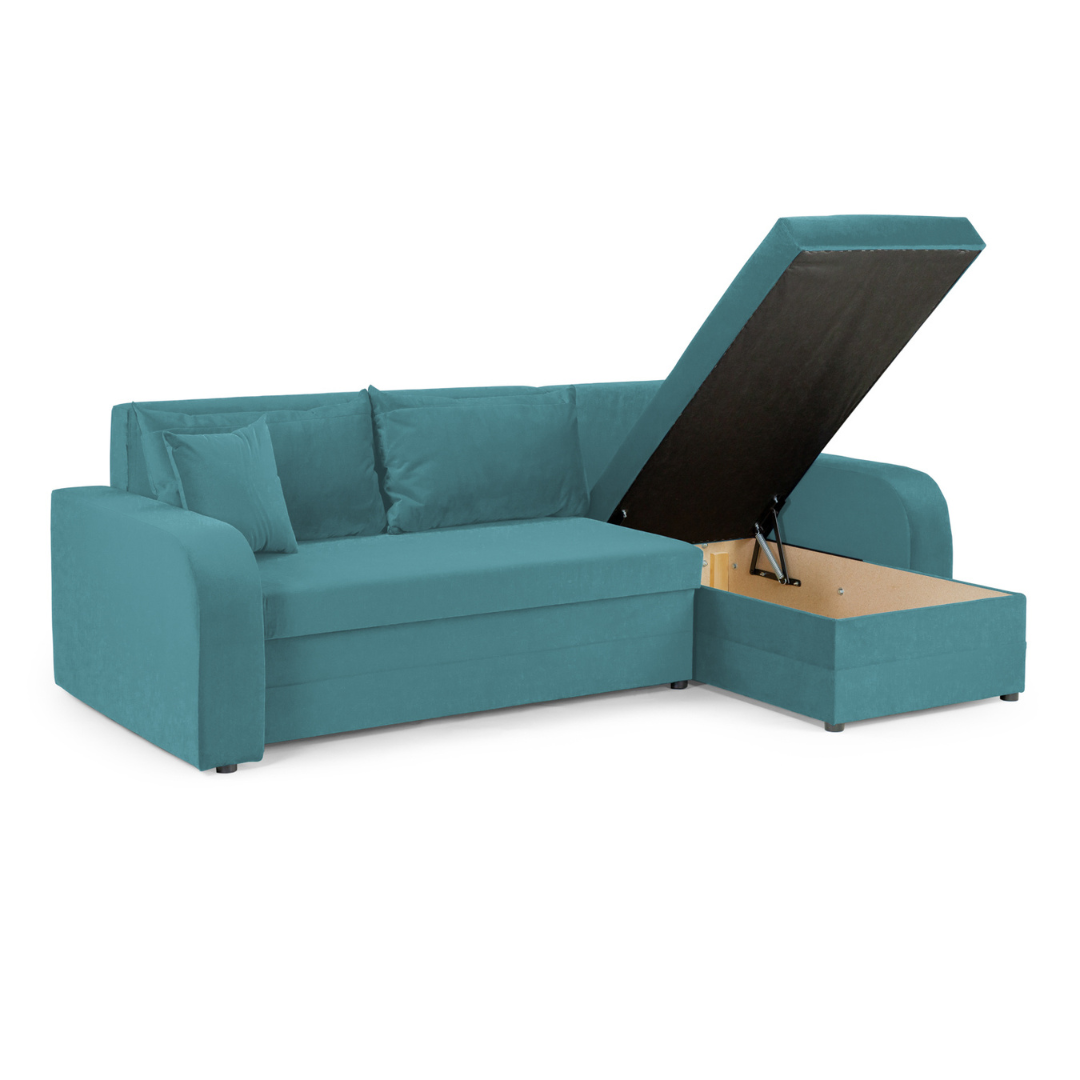 Pirlo Teal Fabric Universal Corner Sofa Bed