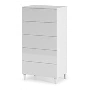 Polito 5 Drawer High Gloss Narrow Chest - Furniturezone