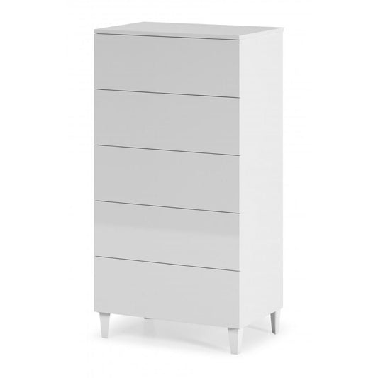 Polito 5 Drawer High Gloss Narrow Chest - Furniturezone