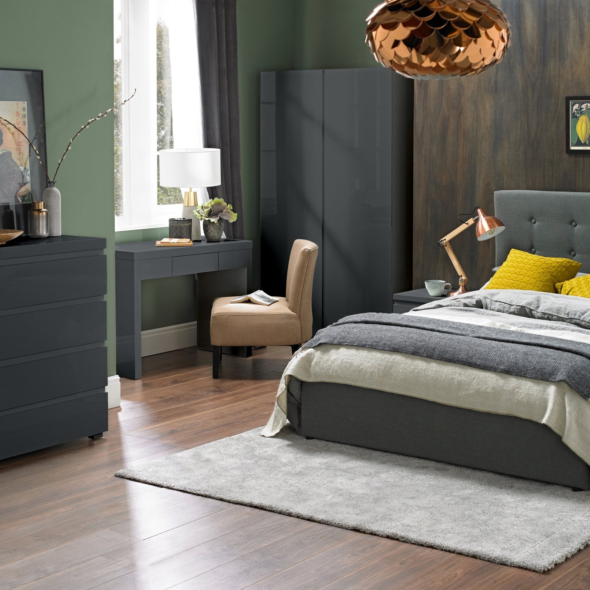 Puro Charcoal Bedside - Furniturezone