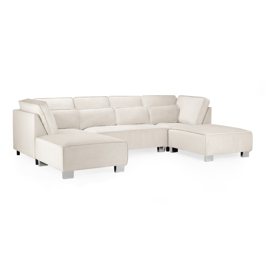 Sloane Large U Shape Cream Fabric Sofa - Furniturezone