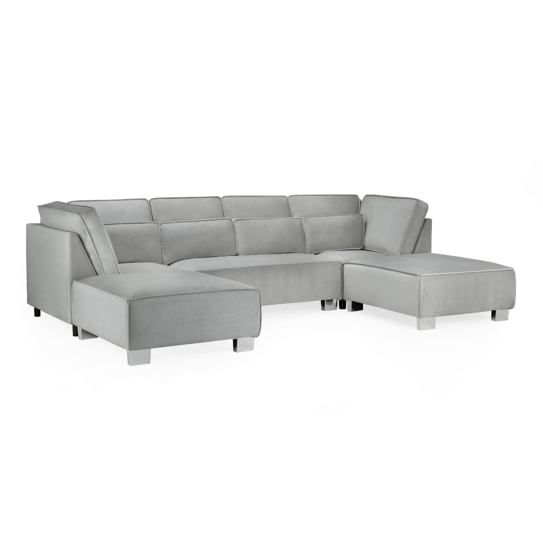 Sloane Large U Shape Grey Fabric Sofa - Furniturezone