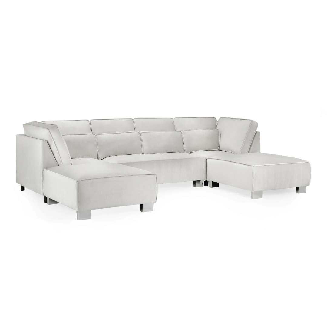 Sloane Large U Shape Silver Fabric Sofa - Furniturezone