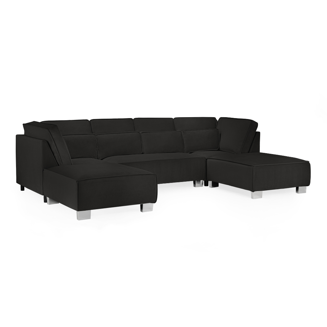 Sloane Large U Shape Black Fabric Sofa