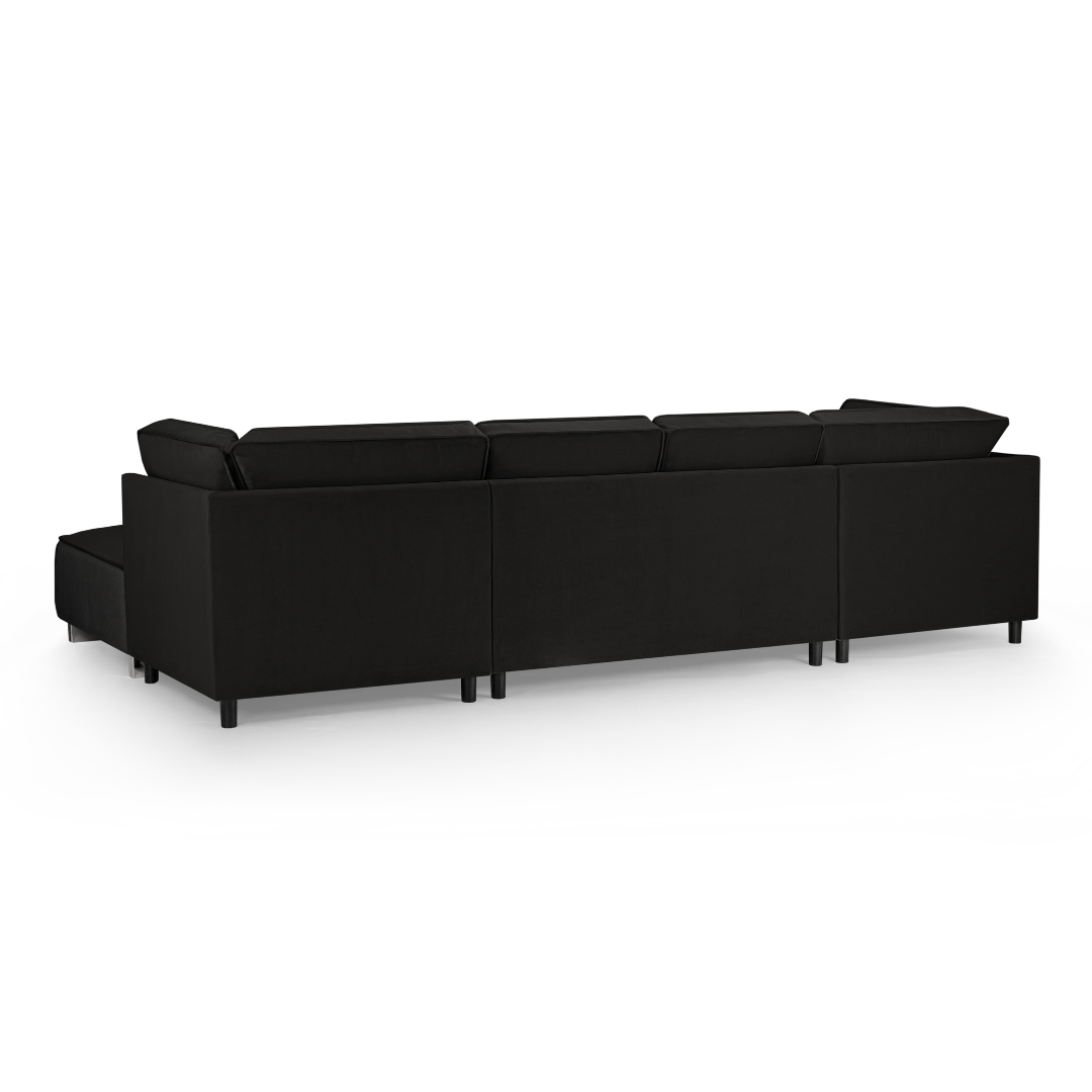 Sloane Large U Shape Black Fabric Sofa