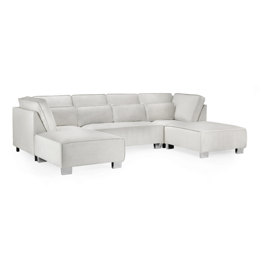 Sloane Large U Shape Silver Fabric Sofa