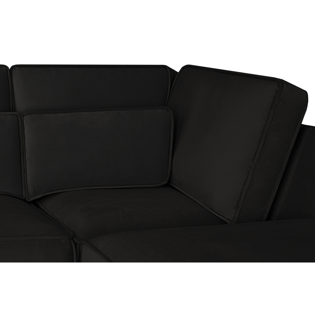 Sloane Large U Shape Black Fabric Sofa