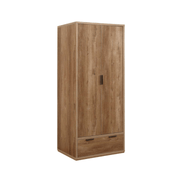 Stockwell 2 Door 1 Drawer Wardrobe - Rustic Oak Effect - Furniturezone