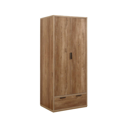 Stockwell 2 Door 1 Drawer Wardrobe - Rustic Oak Effect