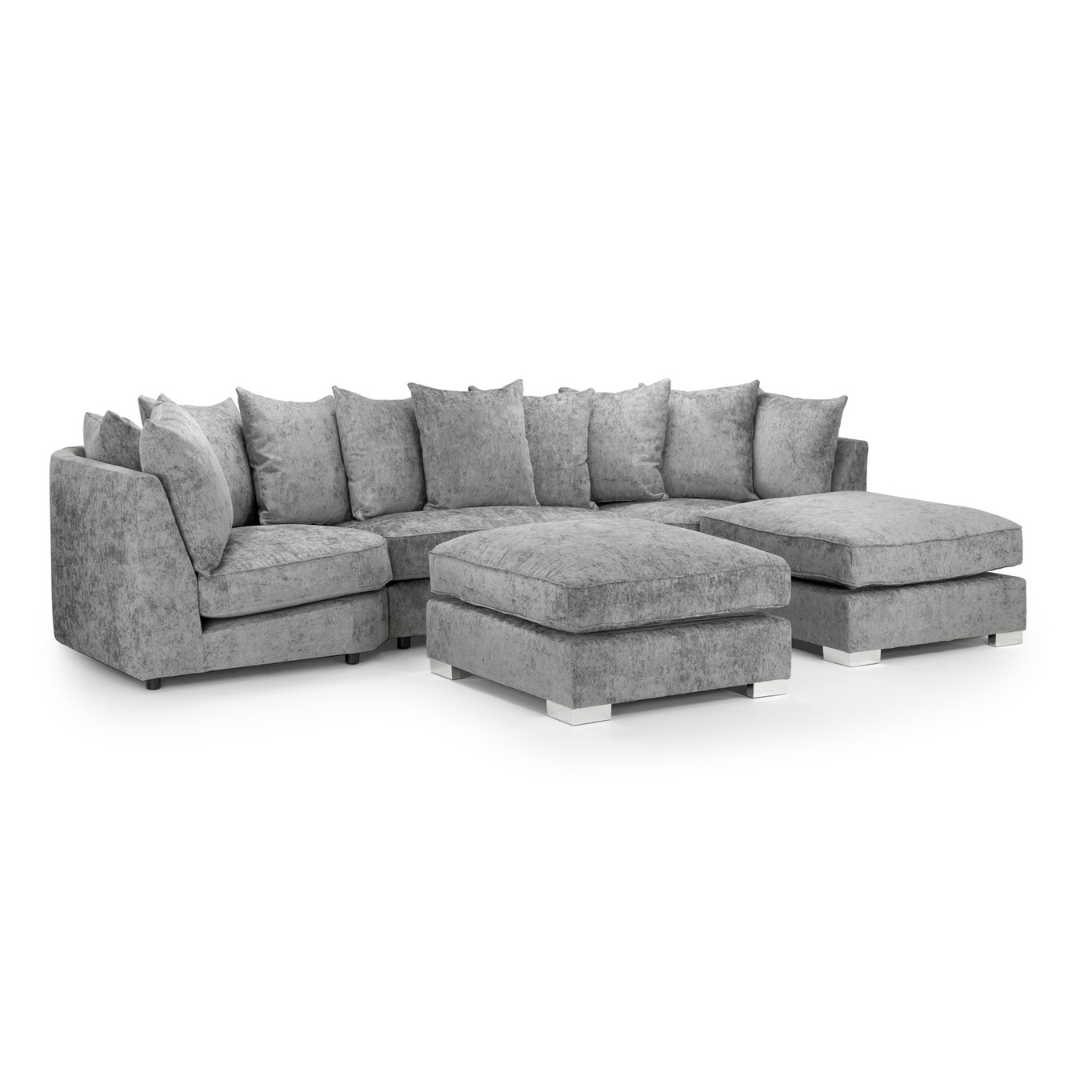 Tapia Chennile Fabric Scatter-back U Shape Sofa