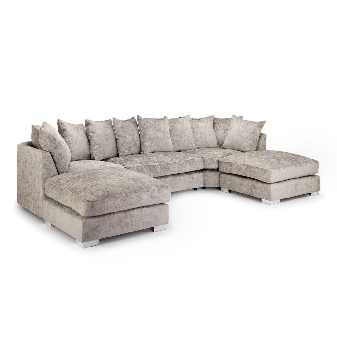 Tapia Chennile Fabric Scatter-back U Shape Sofa