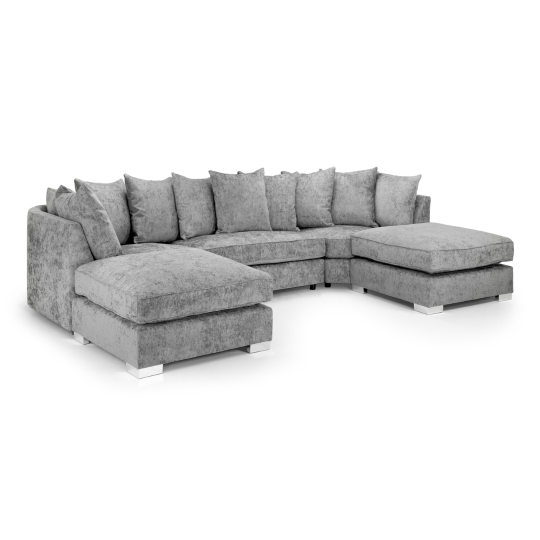 Tapia Chennile Fabric Scatter-back U Shape Sofa