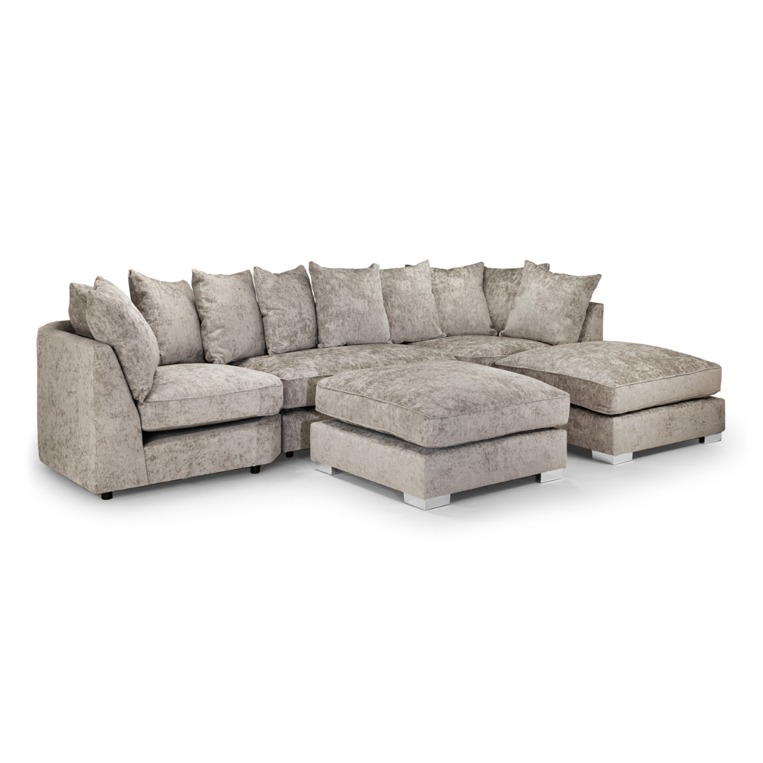 Tapia Chennile Fabric Scatter-back U Shape Sofa