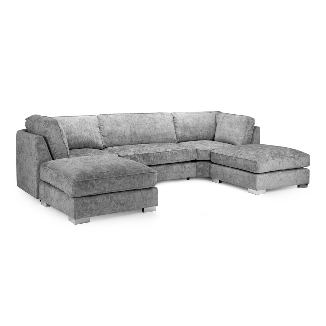 Tapia Chenille Fabric Full-Back U Shape Sofa