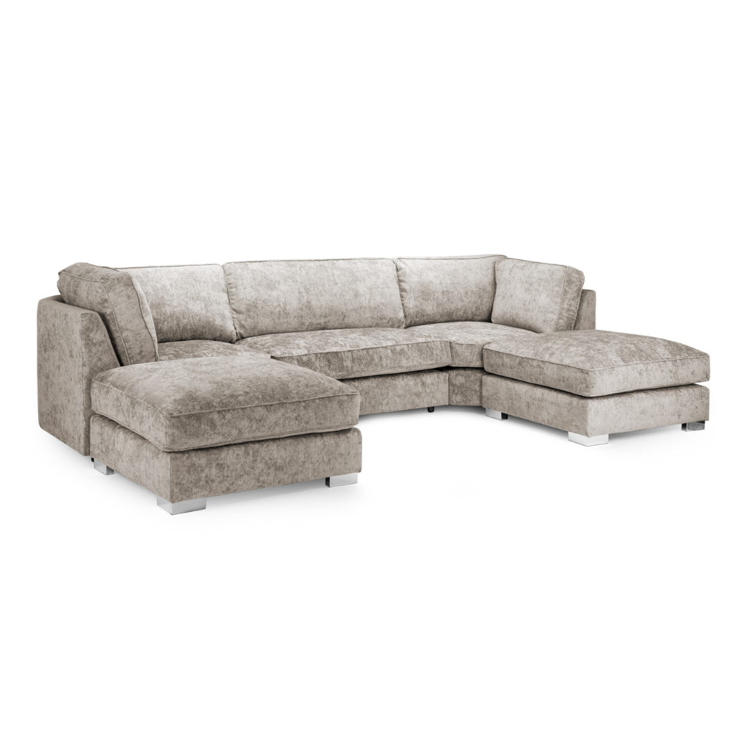 Tapia Chenille Fabric Full-Back U Shape Sofa