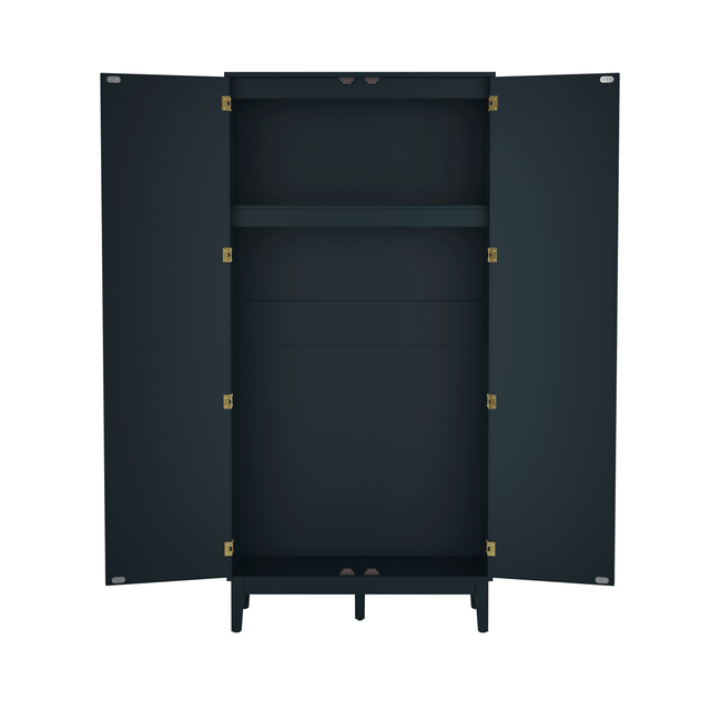 Valentina Blue 2 Door Rattan Wardrobe - Furniturezone