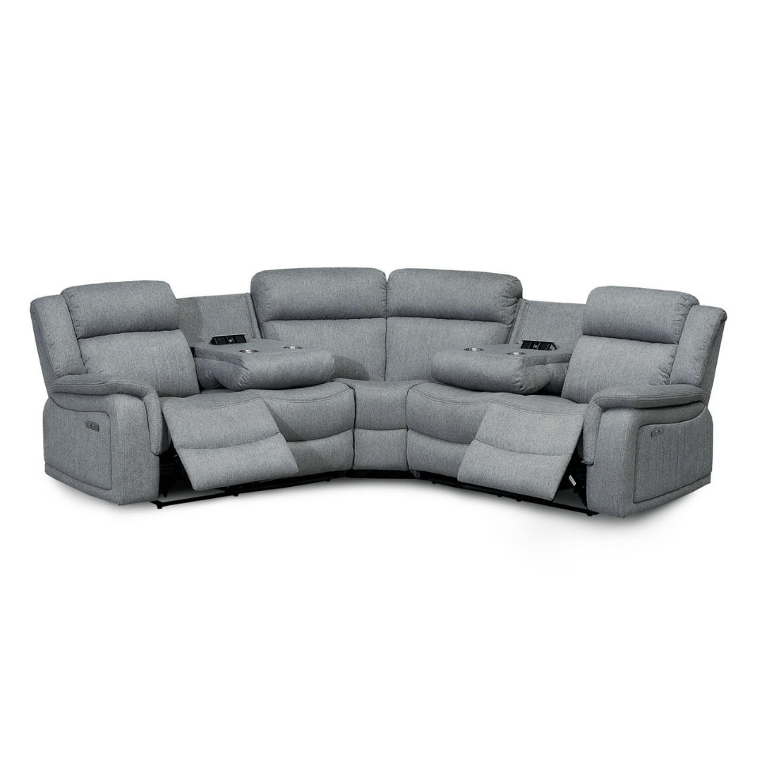 Venturi Electric Recliner Grey Corner Sofa - Furniturezone