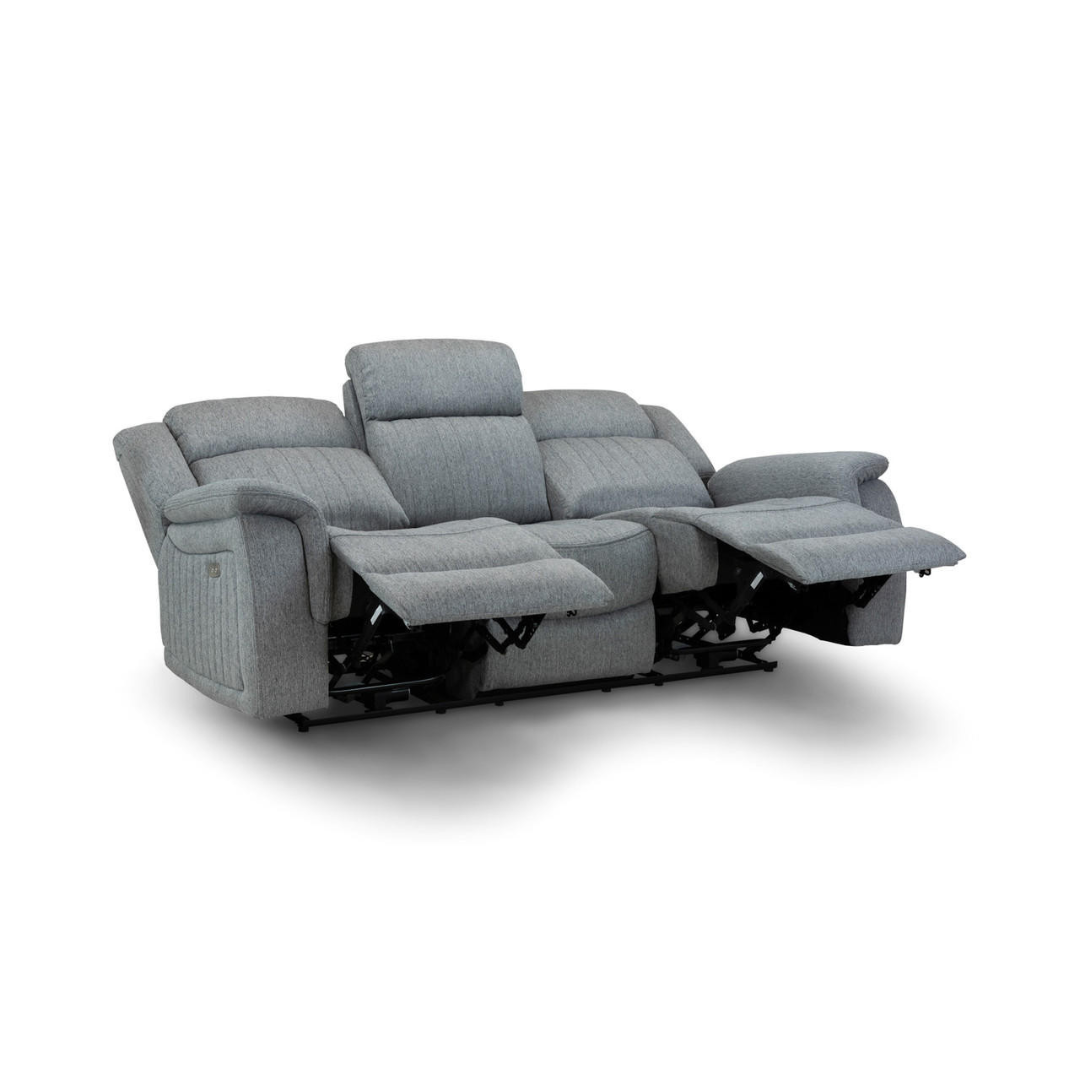 Venturi Electric Recliner Grey Three Seater Sofa