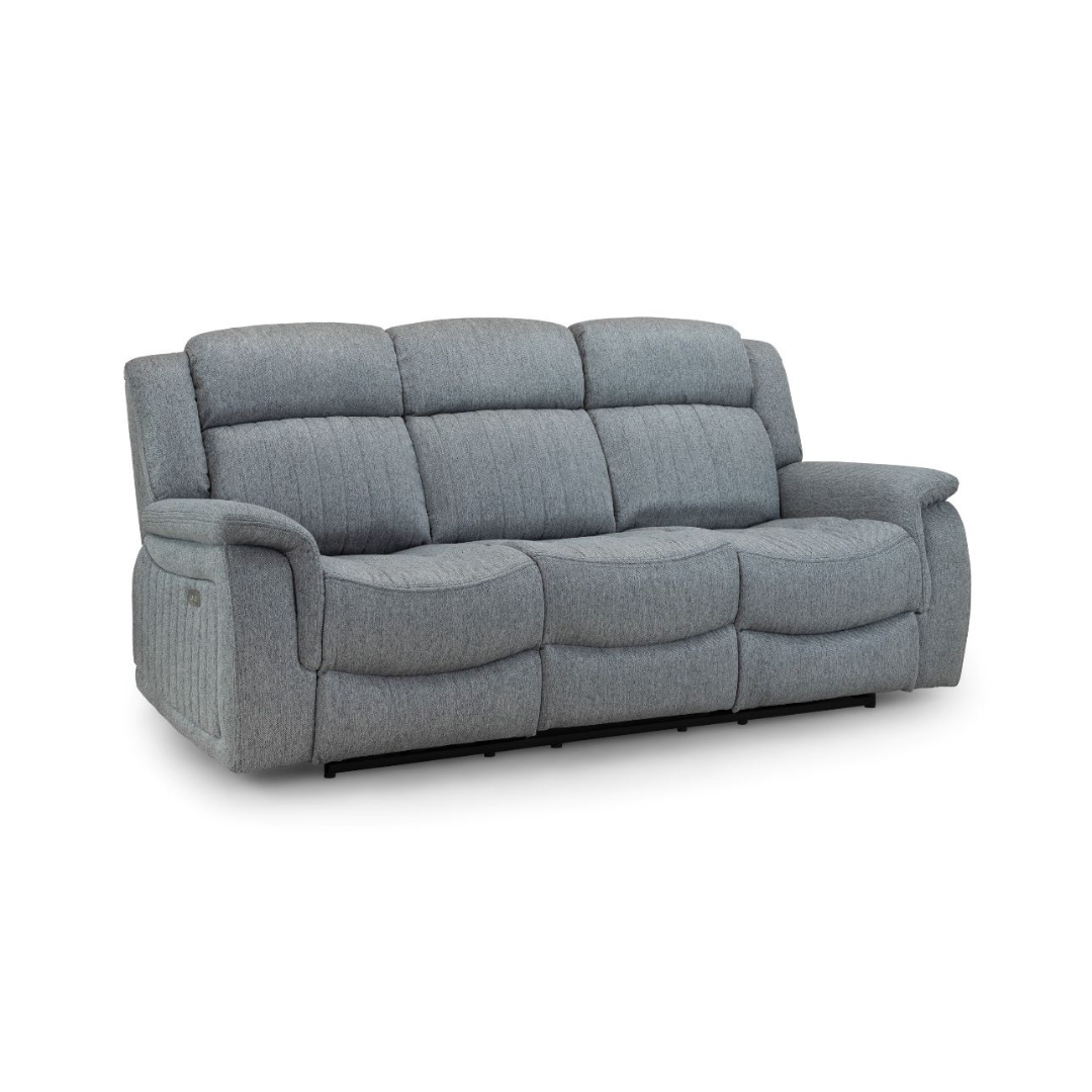 Venturi Electric Recliner Grey Three Seater Sofa