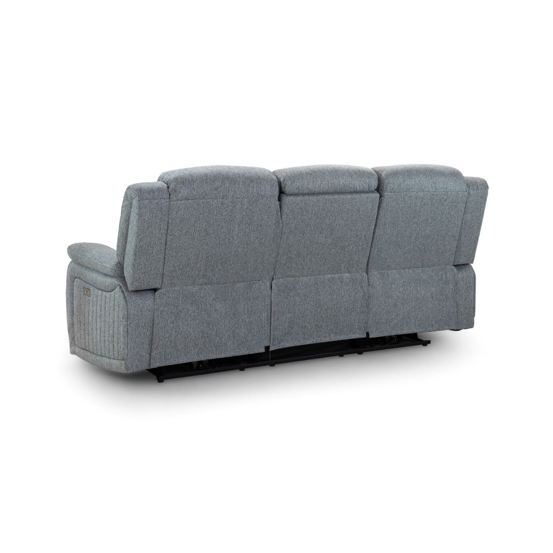 Venturi Electric Recliner Grey Three Seater Sofa