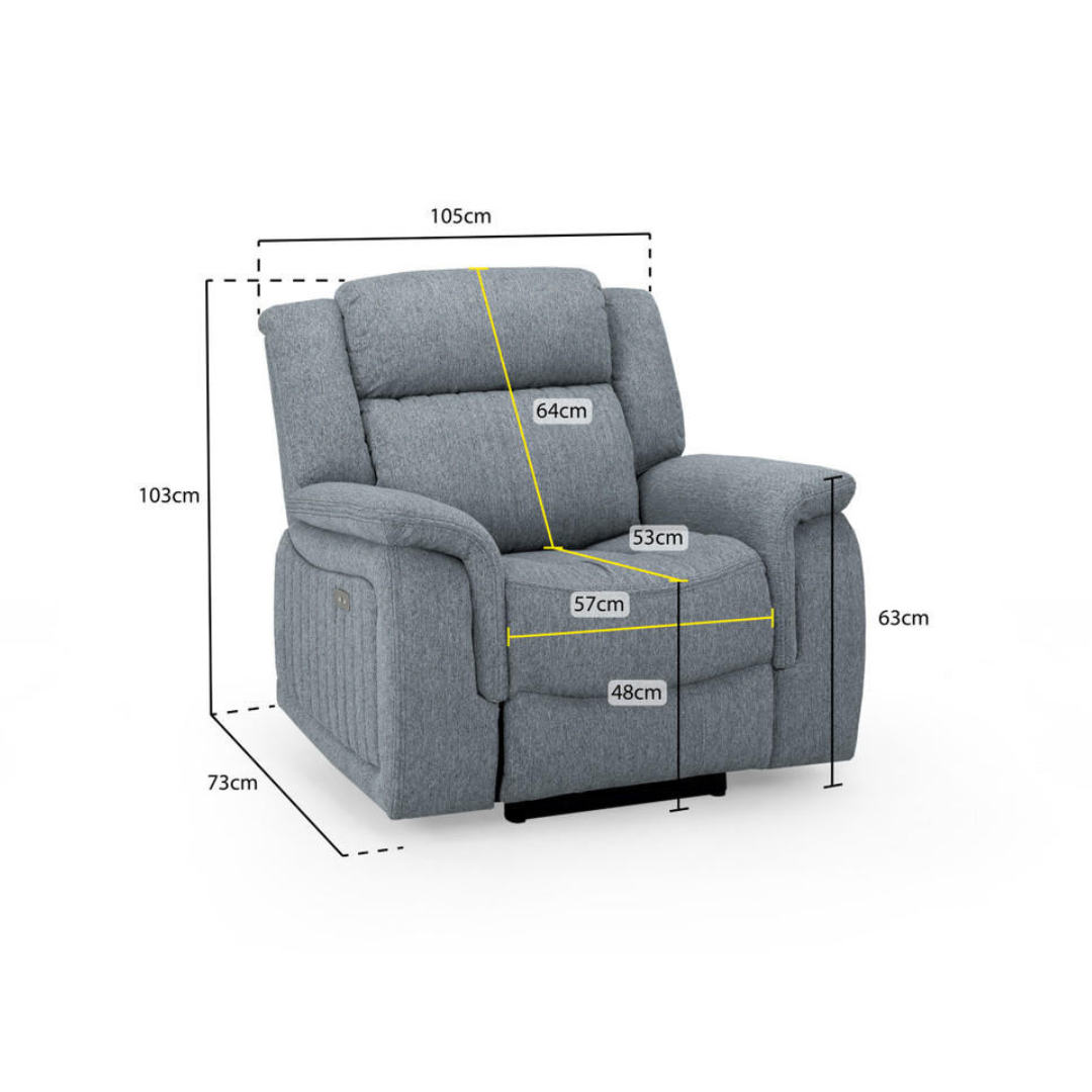 Venturi Electric Recliner Grey Armchair