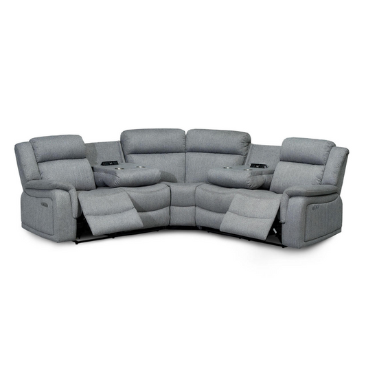 Venturi Electric Recliner Grey Corner Sofa