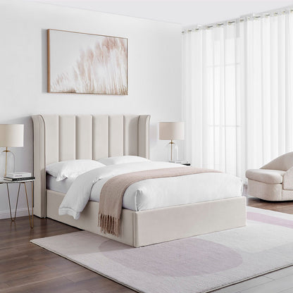 Vera Natural Beige Ottoman Storage Bed Frame - Furniturezone