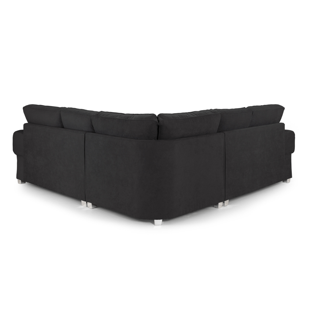 Verona Large Fullback Black Corner Sofa - Furniturezone