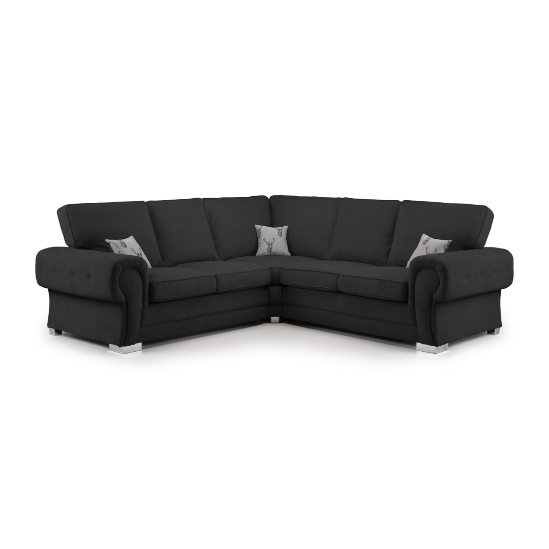 Verona Large Fullback Black Corner Sofa - Furniturezone