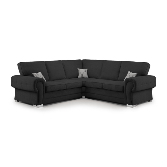 Verona Large Fullback Black Corner Sofa - Furniturezone