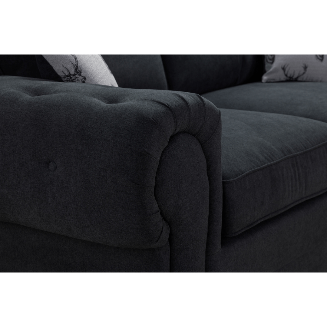 Verona Large Fullback Black Corner Sofa - Furniturezone