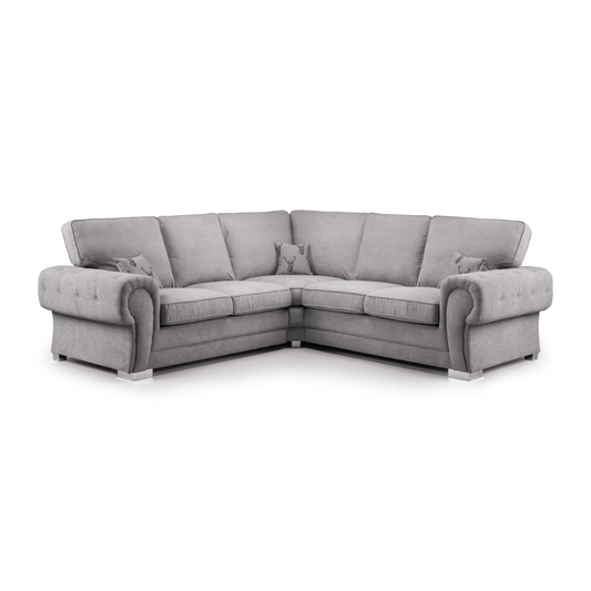 Verona Large Fullback Grey Corner Sofa - Furniturezone