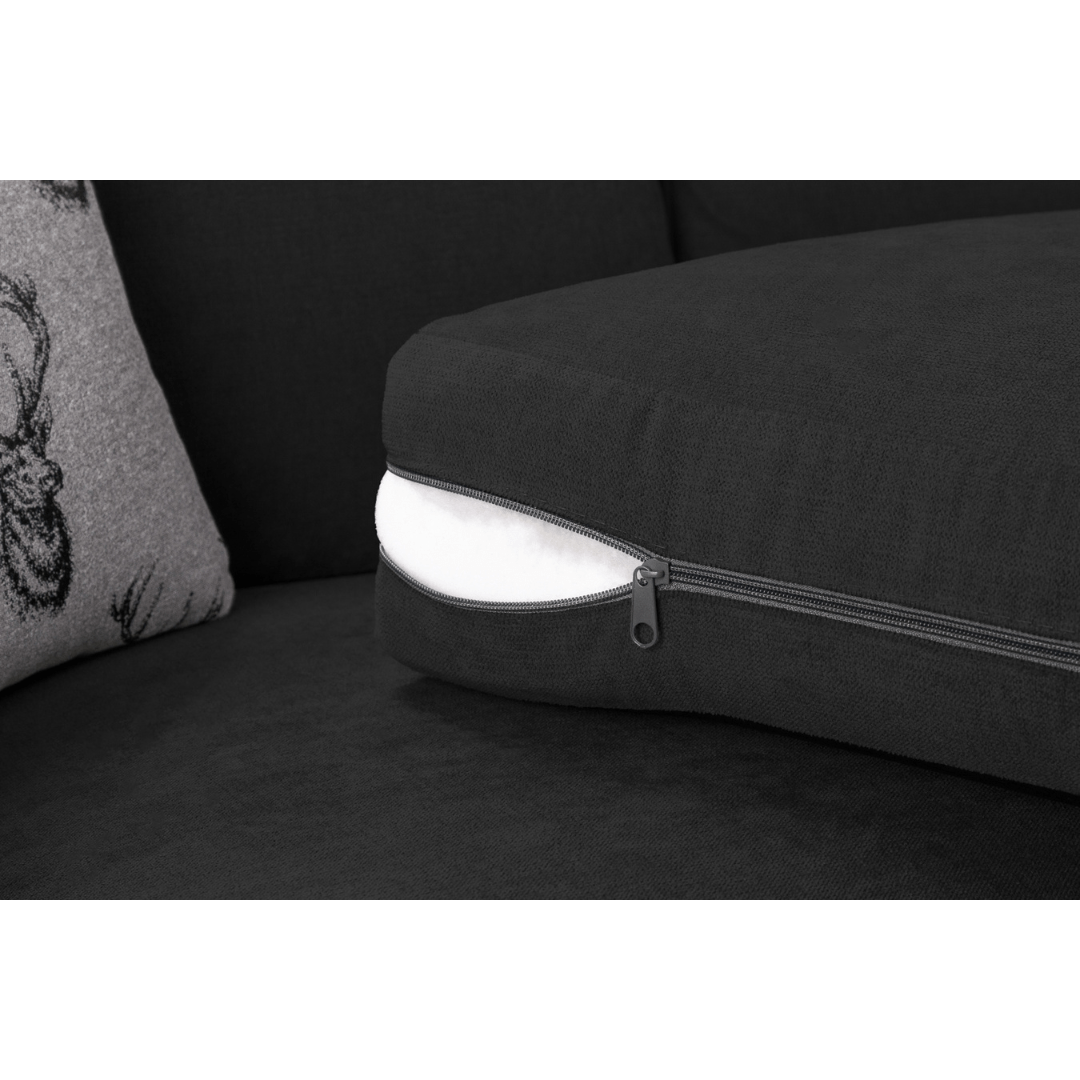 Verona Large Scatter - back Black Corner Sofa - Furniturezone