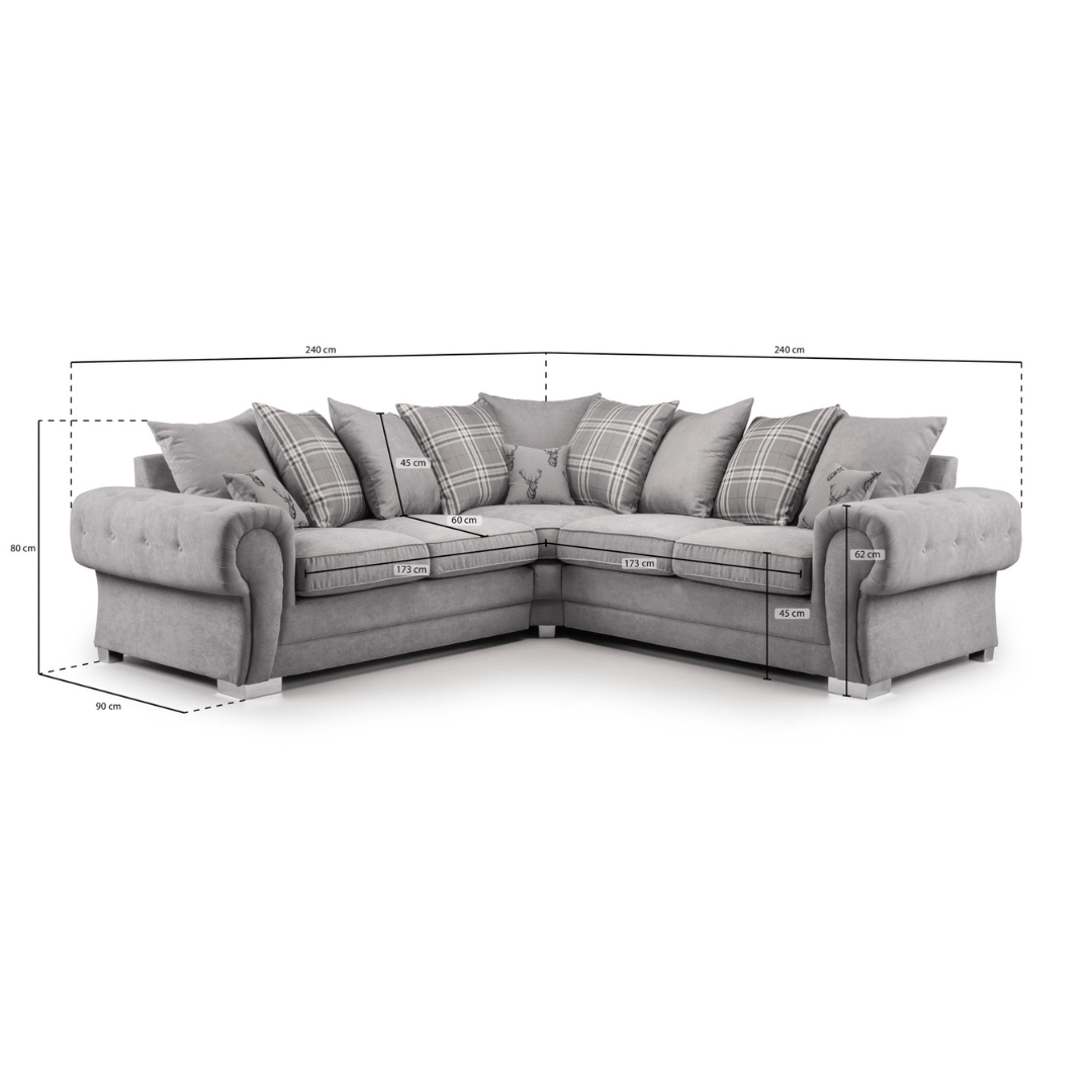 Verona Large Scatter - back Black Corner Sofa - Furniturezone