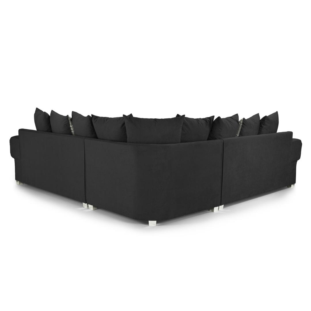 Verona Large Scatter - back Black Corner Sofa - Furniturezone